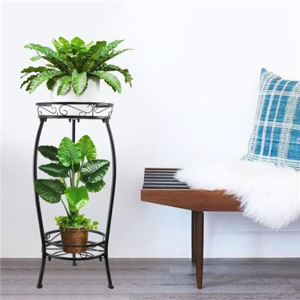 Plant Stand Indoor,2 Tier 27.1'' Outdoor Plant Stands Tall,Heavy Duty Metal - Picture 2 of 7
